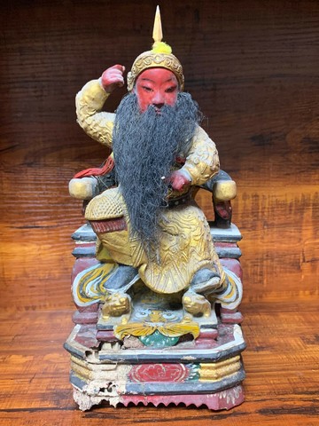 清代木雕王爺像將軍像！高23厘米！傳承非常明顯！底部自然傷痕