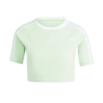 Adidas 3 S Baby Tee IP0659 女 短版 短袖 上衣 運動 休閒 復古 三葉草 修身 淺果綠