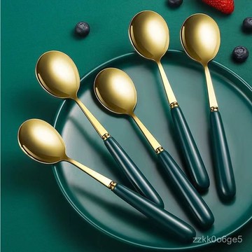 本土熱銷🎀西餐勺子加厚不銹鋼家用喫飯湯匙兒童調羹叉勺套裝韓式創意網紅勺 C9JN