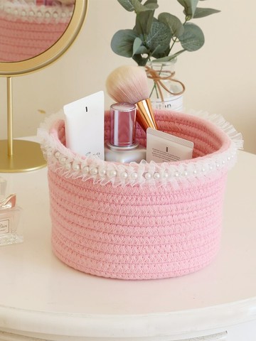 桌面零食收納筐口紅化妝品儲物盒床頭置物籃玄關鑰匙雜物收納盒