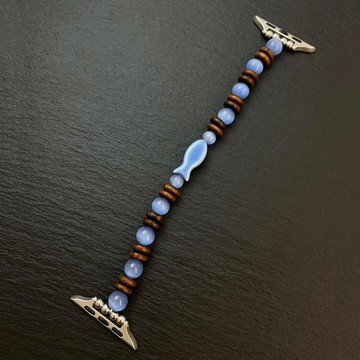 游到海水變藍手環錶帶 新中式小魚串珠 貓眼夏日清冷感 精緻顯白錶帶