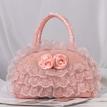 2025新款布藝媽媽復古蕾絲包鏤空花邊布包淑女百搭小拉鏈袋手提包【木屋雜貨】