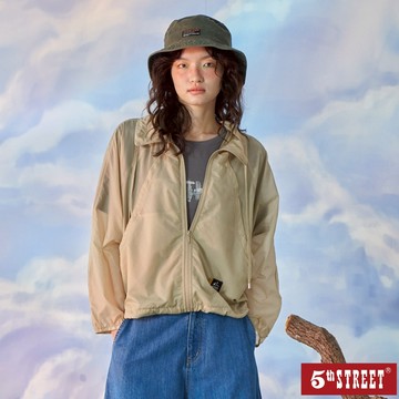 【5th STREET】 女裝 拼接網格防曬外套-杏色 (510584)