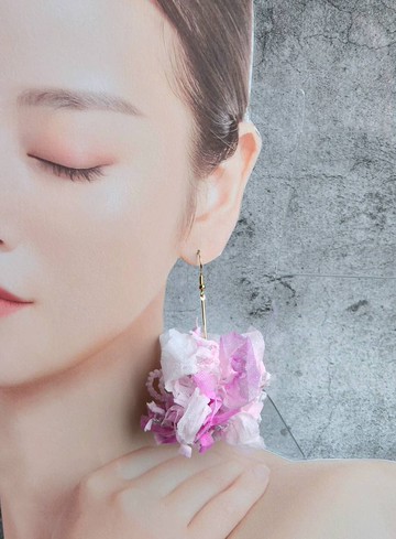 長掛紗布耳環棉花糖