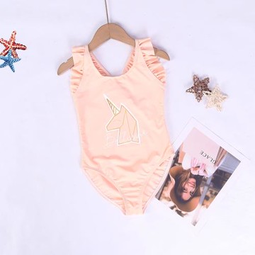 小可折扣  兒童連體泳衣時尚卡通女童三角游泳衣錦綸彈力防曬泳裝