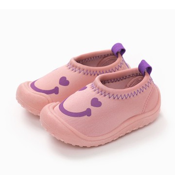 韓國 OZKIZ - 厚底/輕量/防滑兒童沙灘鞋/戲水鞋-粉紅笑臉