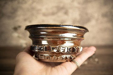 中盆∣柴燒金屬光∣齒輪寬口盆∣塊根多肉植物、手工盆、陶盆