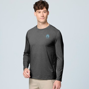 【WILDLAND荒野】男彈性雙色印花圓領長袖機能衣196霧灰色