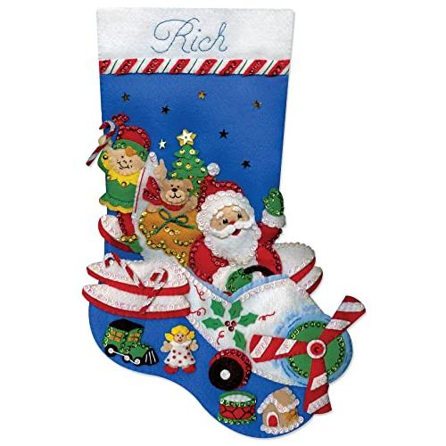 Flying Santa Stocking Felt Applique Kit-18" Long (並行輸入品)