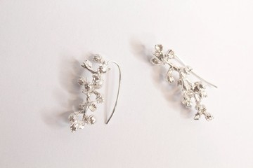 莓果的花萼 純銀手工耳環 可改夾