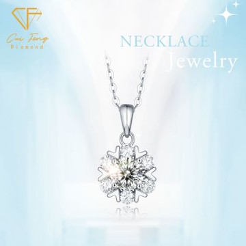 【CF鑽飾】項鍊 莫桑鑽《浪漫雪花》鑽石項墜 新年 情人禮物 生日送禮 飾品 求婚 告白