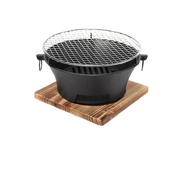 鑄鐵壺 大沂河圍爐 煮茶烤火爐套裝 燒烤爐 戶外碳爐 家用器具全套 雙耳拉環 三腳底座 方形通風口 32cm全套