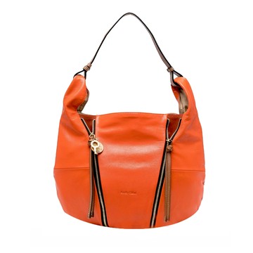 SEE BY CHLOE INDRA絨面拼接皮革 hobo流浪包(橙色)