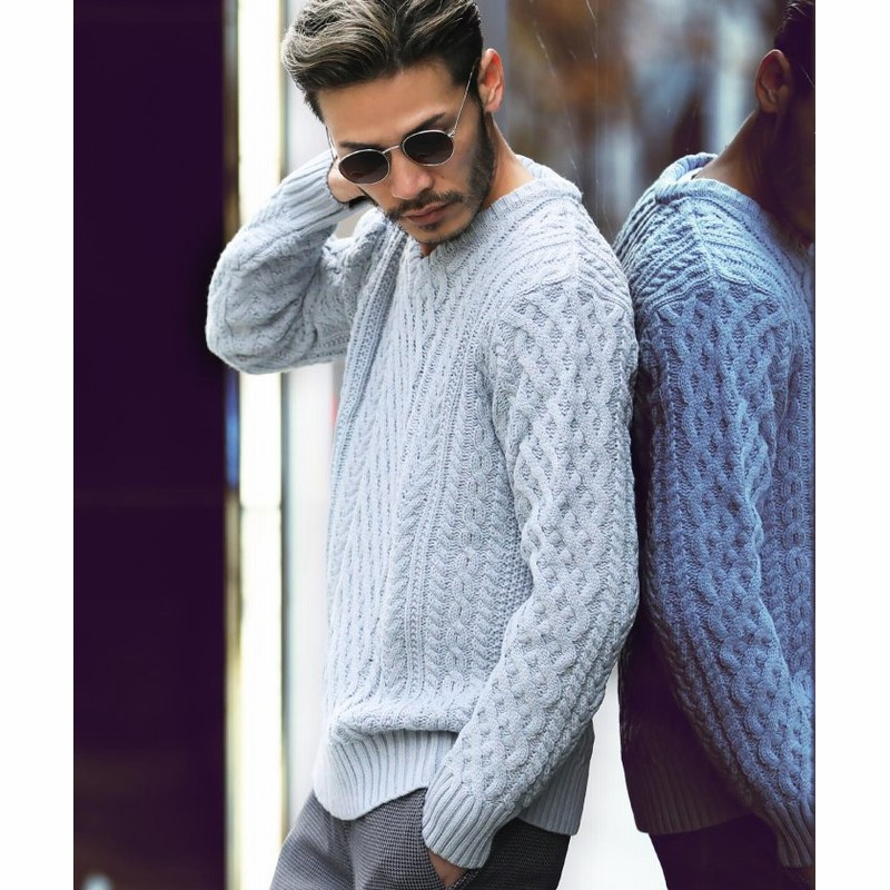 Jiggys Shop ジギーズショップ マルチネックフィッシャーマンニット ケーブルニット ニット セーター メンズ Vネック クルーネック タートルネック メンズ ブルー系1 通販 Lineポイント最大get Lineショッピング