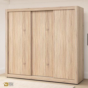 WAKUHOME 瓦酷家具 Gadi清爽木紋風7尺滑門衣櫃A006-B107 寬212X深60X高196.5(公分)
