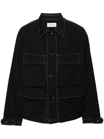 LEMAIRE - contrast-stitching cargo shirt jacket - men - Cotton/Polyamide - 52 - Black