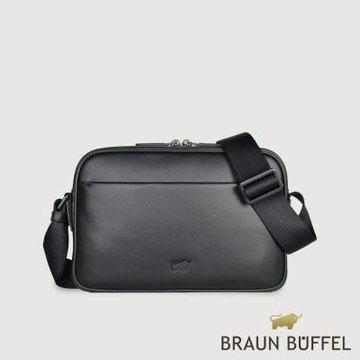 【BRAUN BUFFEL 德國小金牛】台灣總代理 海斯-TW1 橫式斜背包-黑色/BF711-60-BK