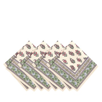 Elrene Home Fashions Nomad Harvest Block Print Napkins, 17x17, Set of 4