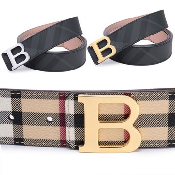 B字扣歐巴利菲拉家真皮腰帶男女同款格子褲帶格紋皮帶替換配件潮l