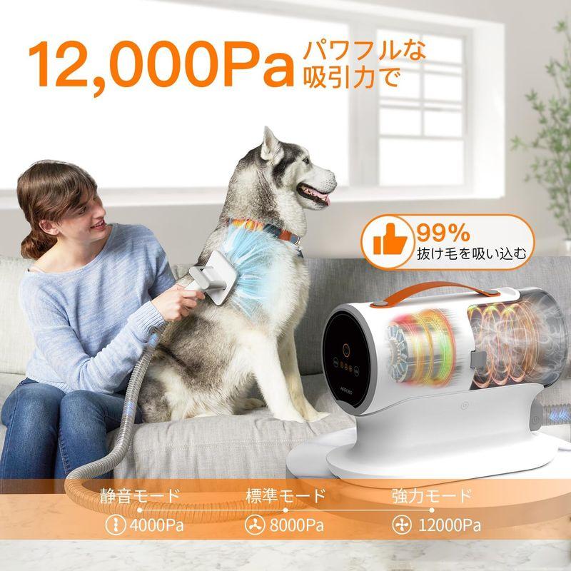 12KPa超強 吸引力・3.3L大容量  ペット用掃除機 犬猫 掃除機 ペット用バリカン 5 in 1多機能グルーミングクリーナー 抜け毛吸い取り 三段階吸引力 低騒音 2.1m超