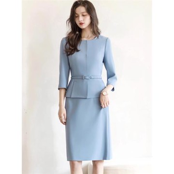 OFFIY-不挑身材！遮胯顯瘦職業通勤及膝中長款修身A字裙半身裙女