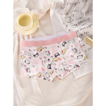 甜甜鷗鷗~男士可愛內褲冰絲卡通四角褲搞怪粉透氣送男友平角褲