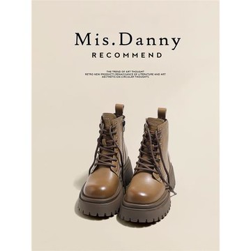 與愛私奔~高跟6CM厚底馬丁靴女2025新款英倫單靴秋冬加絨增高短靴