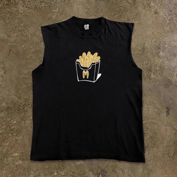 搞錢做慈善 吸風透氣純棉！美式潮牌高街vintage男女情侶無袖背心