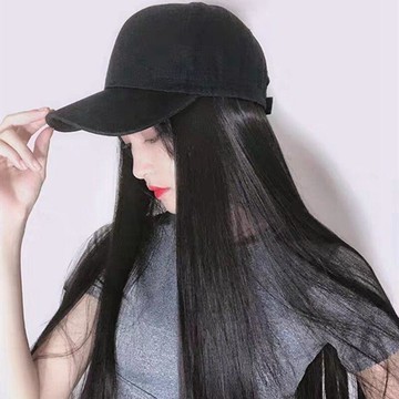 長直髮帽子假髮🔮假髮帽一體式 女生化纖長髮 不可拆卸 韓系全頭套假髮 帽髮一體 日常通勤休閒造型