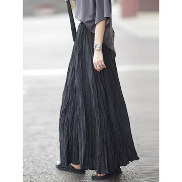 阿圣百褶大擺半身裙拖地皺皺春秋齊踝長裙超長款過膝高級簡約慵懶