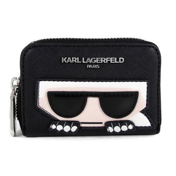 KARL LAGERFELD 卡爾防刮拉鍊式卡片包(黑色)