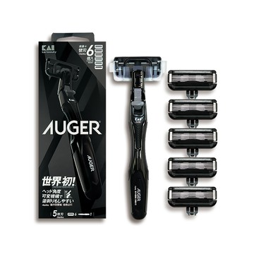 日本KAI-AUGER刮鬍刀組AG-6H(刀柄1入+替換刀片6入)/盒