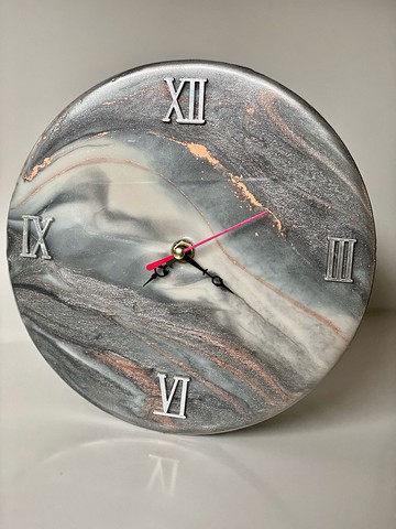 大理石銀掛鐘 掛鐘 壁飾 樹脂畫