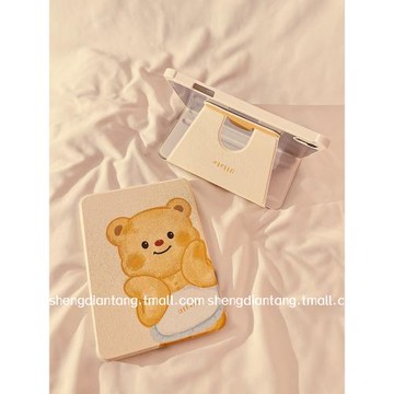 網紅卡通可愛小熊360度旋轉iPad10保護套2024新款適用蘋果iPad10.2寸mini6平板Air4/5保護殼pro女軟9.7帶筆槽