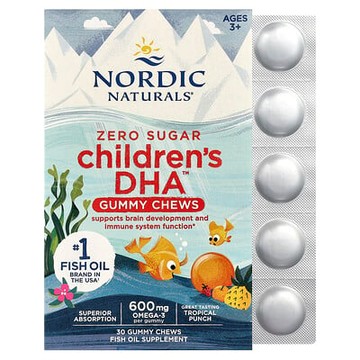 Nordic Naturals, 兒童 DHA™ 軟咀嚼片，3 歲以上，熱帶水果味，30 粒（每粒 355 毫克）