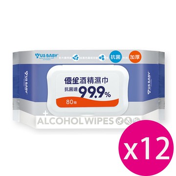 酒精濕巾超厚型加蓋80抽X12包