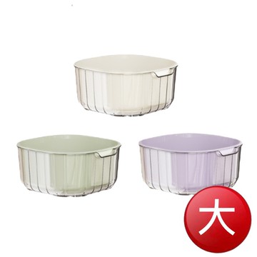 莫蘭迪加厚雙層方形瀝水籃-顏色隨機(大4.5L) [大買家]