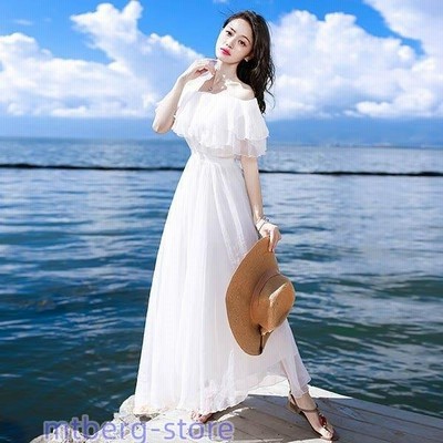 大人可愛い 夏ワンピース 2way オフショルダー ワンピース 白ワンピース ミモレ丈 フリル 夏ワンピ Aライン レディース 旅行 デート 通販 Lineポイント最大get Lineショッピング