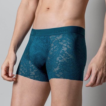 [iONNO] 魔力褲-超彈無痕蕾絲男平口褲-魔力藍