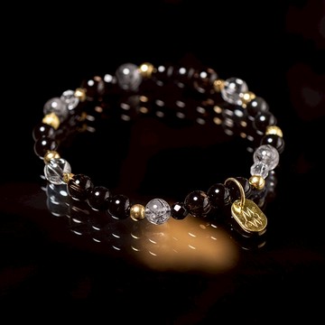 羊男的迷宮 // C1171黑曜石黑髮晶水晶手鍊