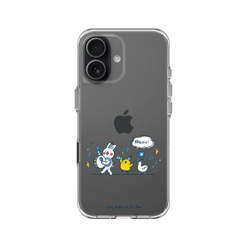 iPhone 17 Clear Case（相機按鈕） 透明 - 懶散兔與啾先生 Lazy Rabbit and Mr.Chu - music!