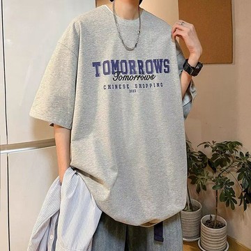 美式重磅短袖藏青色t恤男夏季潮牌簡約設計感上衣痞帥五分袖體恤素T 男裝大尺碼 加大尺碼 短袖 寬鬆