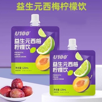 U100益生元西梅檸檬飲西梅汁檸檬汁混合果汁飲料果蔬汁飲品袋裝
