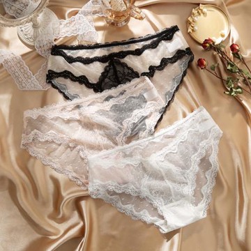 黑白色內褲女情調蕾絲純欲大碼網紗日系三角少女低腰性感夏純棉襠
