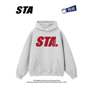 STA官網旗艦店正品連帽衛衣男女情侶秋冬季重磅純棉帽衫百搭國潮
