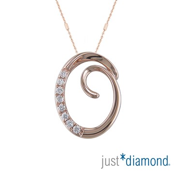 【Just Diamond】Love Letter系列 18K玫瑰金 鑽石墜子-O