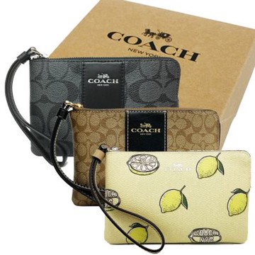 COACH 經典C LOGO直紋手拿包/花卉零錢包禮盒(多色供選)