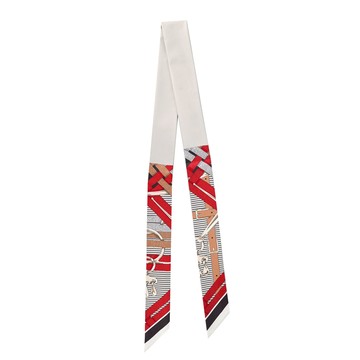 Hermes 愛馬仕Mors a Jouets Chemise長款皮革Twilly丝巾(白色/红色/石板灰)