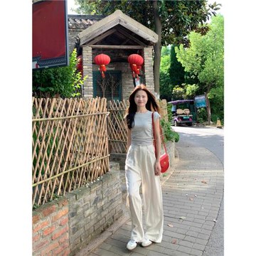 灰色正肩小飛袖修身T恤女夏季甜辣掐腰小上衣圓領基礎款短袖體恤