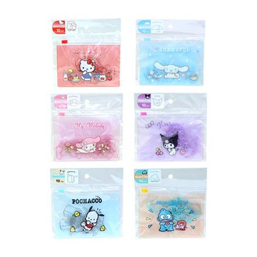 小禮堂 Sanrio 三麗鷗 造型迴紋針附夾鏈袋 10枚入 (輪廓款) Kitt 美樂蒂 酷洛米 大耳狗